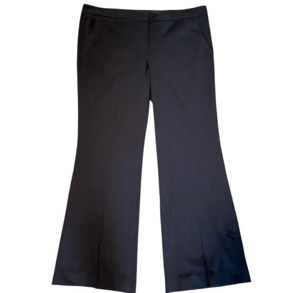 BCBGMAXAZRIA Womens Black Flare Leg Dress Pants Mid Rise Stretch Trousers